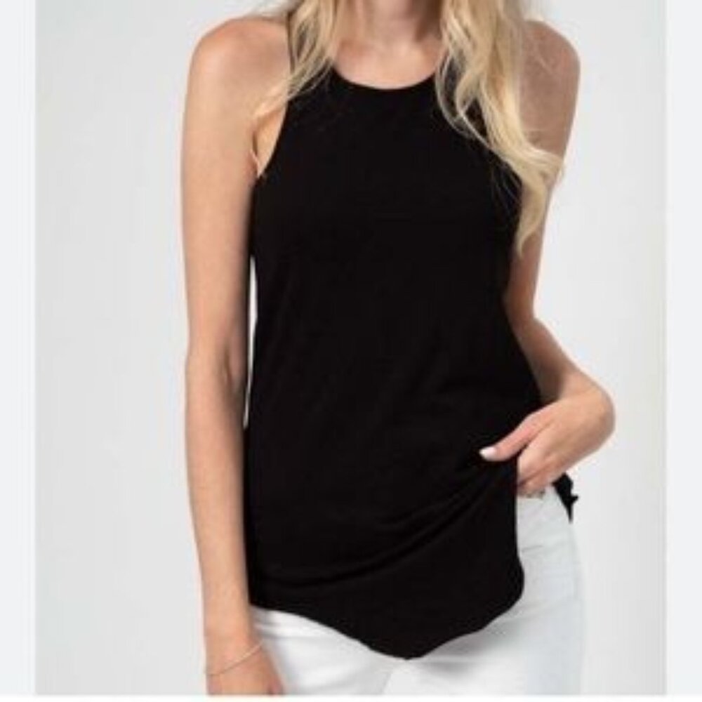 Frank & Eileen Tee Lab High Long Black Tank Top Size XS Classic Long Cotton